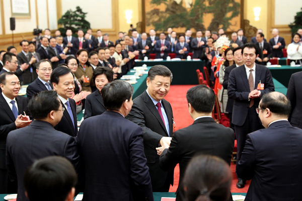 2018年3月10日，習(xí)近平參加十三屆全國人大一次會(huì)議重慶代表團(tuán)的審議。
